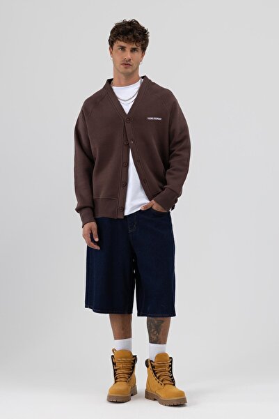 VAMOSCLO Oversize Buttoned Sweatshirt Brown