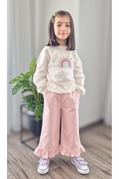 BALKABAĞI Hanorac cu mâneci balon cu aplicație curcubeu / Set pantaloni lungi...