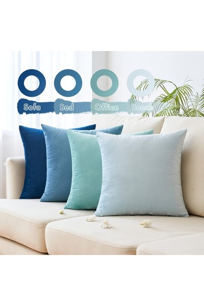 BONTEC Set 2 Pillow Covers, 40 x 40 cm, Blue - CN