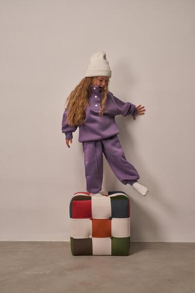 Oh La La Koala For Little Ones Purple Stand Collar Tracksuit Set