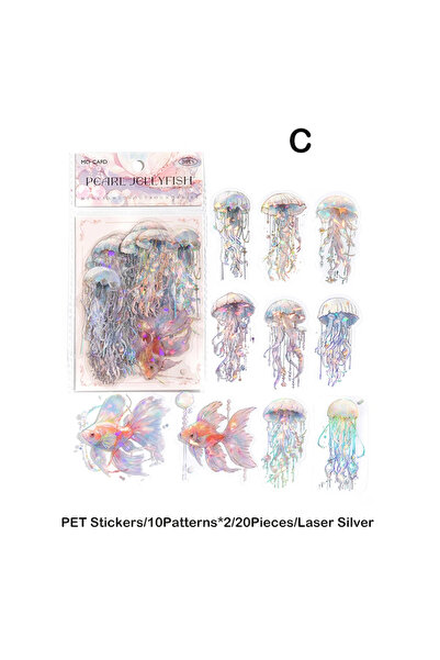 Choice1 مجموعة من 20 قطعة من ملصقات قنديل البحر المتلألئة بالليزر الفضي، مجلة...