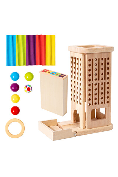 Choice4 NB320C1 لعبة جديدة 3 في 1 خشبية للعصا والبرج، ألعاب مونتيسوري التعليم...