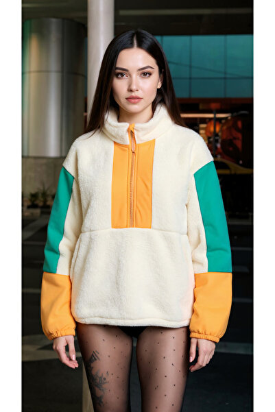 melongeneco Oversıze renk karışımlı welsoft ve 3iplik kanguru cepli sweat oversıze hoodie swearshirt