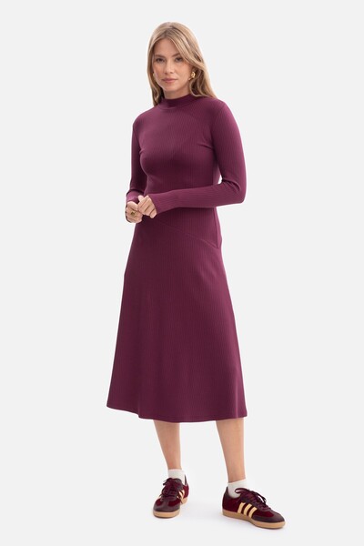 BEWEAR Rochie din tricot cu mâneci lungi și nervuri