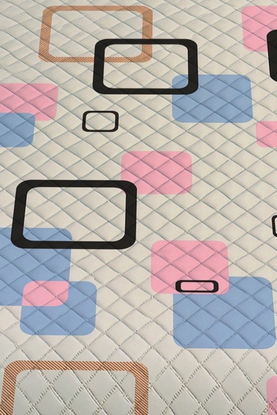 3D ELSE HALI Blue Pink Geometric Patterned Double Pique Set Bedspread
