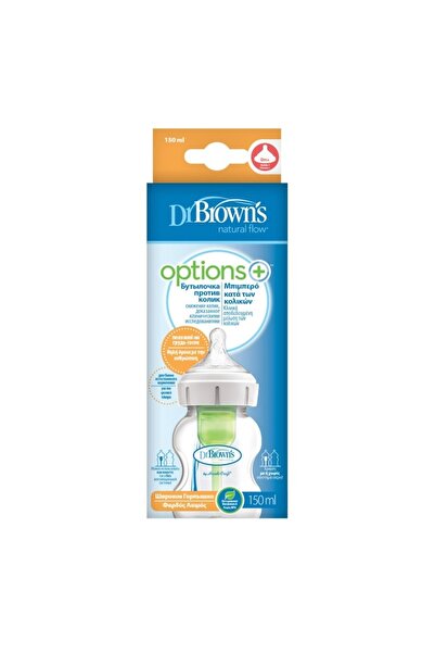 dr browns Biberon Dr. Brown's WB51600 cu sistem anticolici, Options Plus, 0-3 luni, 150 ml, Alb/Albastru