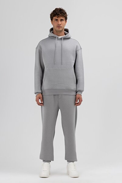 VAMOSCLO Basic Oversize Hooded Sweatshirt Gray