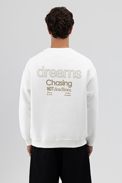 VAMOSCLO Оверсайз-светр з принтом на комірі, екрю