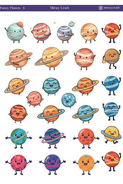MirayDesign 1 foaie de autocolante tematice cu planete distractive de 12*17 c...