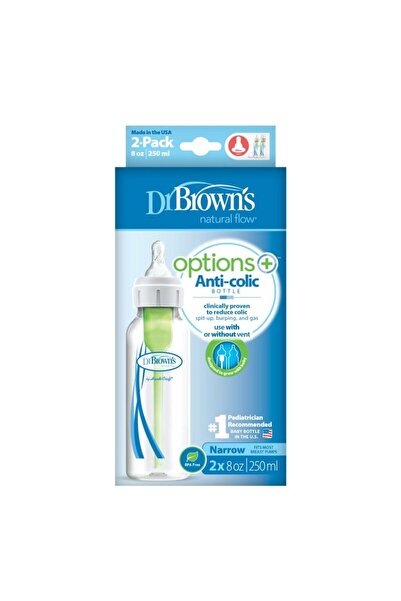 dr browns Set 2 biberone Dr. Brown's SB82006, anticolici, Options Plus, 0-3 luni, 250 ml, Albastru