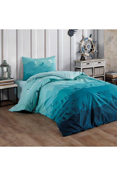 Kristal طقم غطاء لحاف رانفورس فردي باللون الفيروزي العميق
