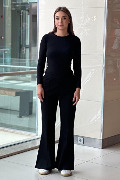 sentez giyim Sentez Panega Knitted Spanish Flared Trousers