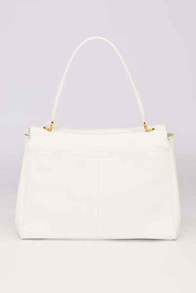 Levidor White Gold Lock Detailed Handbag