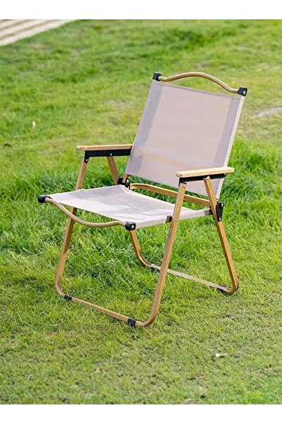 Generic Portable Folding Camping Chair for Fishing and Picnics with Wooden Handle