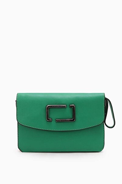 Levidor Emerald Green Metal Logo Shoulder Bag