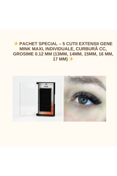Royal Beauty Special Package – 5 Boxes of Individual Mink Eyelash Extensions, CC Curvature, Thickness 0.12 mm