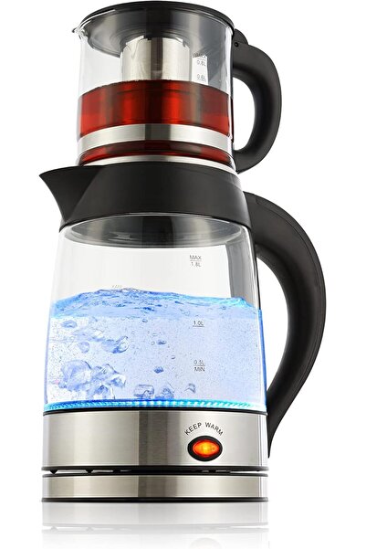 ALSAIF Glass Kettle with Electric Tea Maker, 1.8 Liters, 2200 Watts, from Al Saif, E03222
