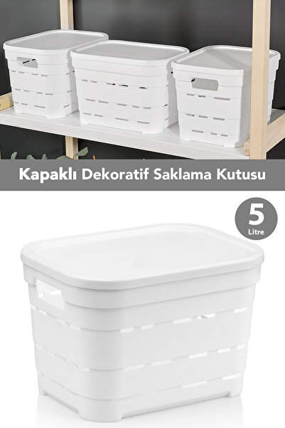 Meleni Home Kapaklı Delikli Dekoratif Piramit Saklama Kutusu - Dolap Düzenley...