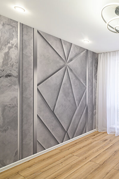 dreamwall Gri Mermer Desenli Diamond Tek Parça Tekstil Duvar Kağıdı