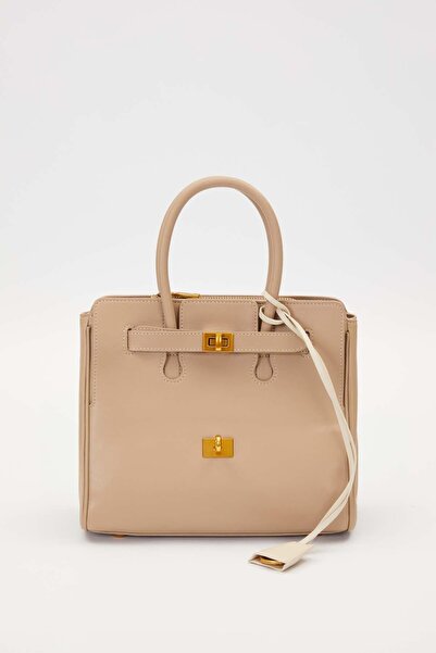 Levidor Medium Size Handbag with Gray Accessory Detail