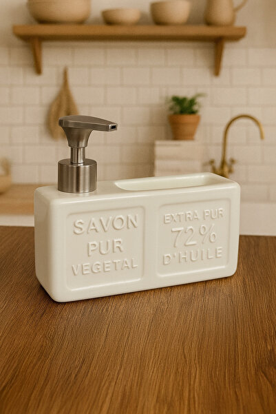 Kitchen Life Sueza Countertop Liquid Soap Dispenser with Sponge Compartment 750 ml - Kitchen Bathroom Sink Side Soap Dispenser Set