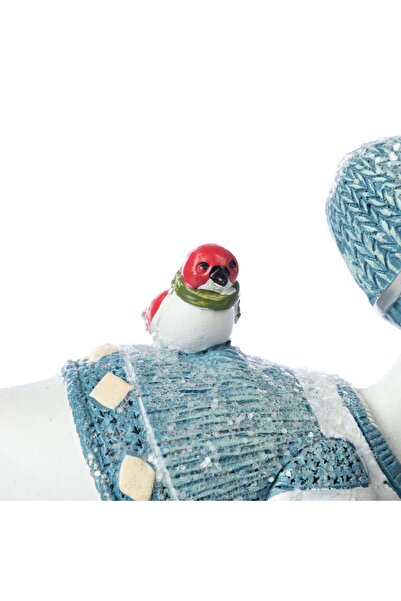 OEM Decoratiune Craciun din rasina, gasca pe schiuri, albastra, 13cm