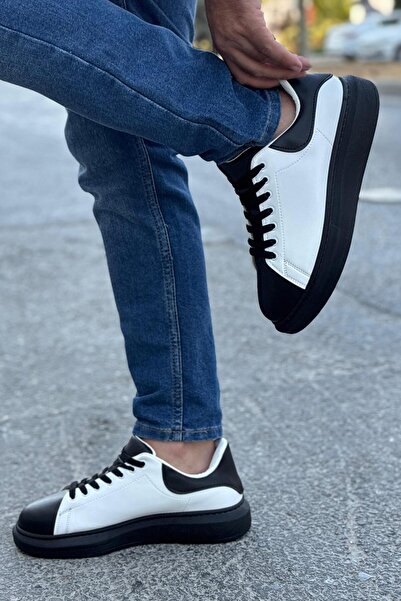 Luis Toronto Ανδρικά αθλητικά παπούτσια LT109 Λευκό Μαύρο Δερμάτινο Μαύρο Σόλα