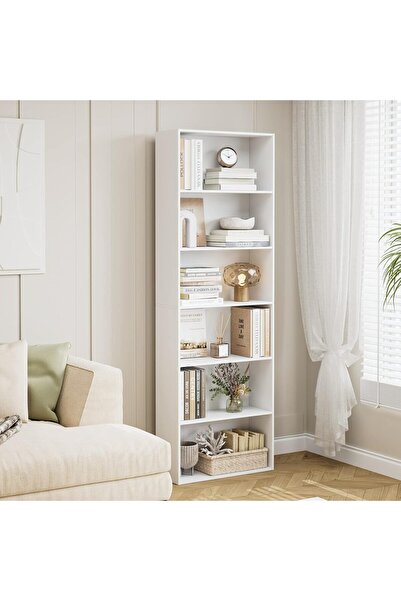 Modern home Black 6-Shelf Bookcase – Storage & Display Unit for Home and Office