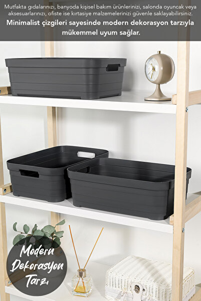 Meleni Home 1 Piece Decorative Pyramid Storage Box - Closet Organizer Organizer Box 8.2 Liters Anthracite