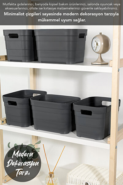 Meleni Home 6 Pieces Decorative Pyramid Storage Box - Closet Organizer Organizer Box 5 Liters Anthracite