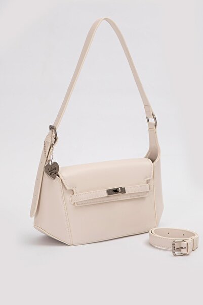 Levidor Cream Shoulder Bag with Heart Accessory Detail