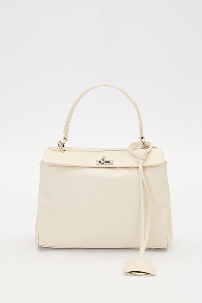 Levidor Krem Metal Tokalı El Çantası