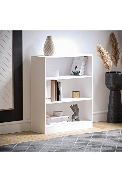 Modern home 3-Tier Wooden Bookcase & Display Unit – White Large Storage for Books & Accessories