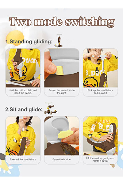 KidLe 2 in 1 Kick Scooter for Kids, Foldable Scooter with Adjustable Seat, for 1-6 Years Toddlers