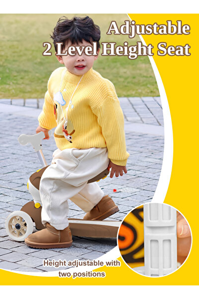 KidLe 2 in 1 Kick Scooter for Kids, Foldable Scooter with Adjustable Seat, for 1-6 Years Toddlers