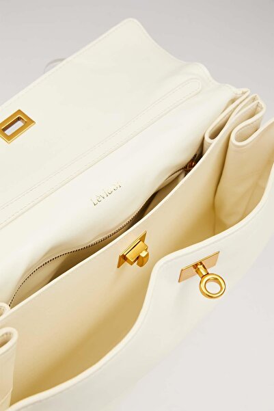 Levidor White Gold Lock Detailed Handbag