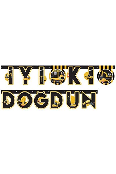 kidspartim Banner cu text pentru felicitări de aniversare pentru construcții