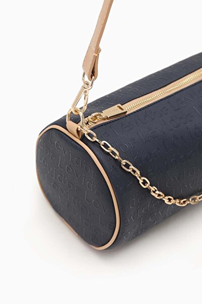 Levidor Navy Blue Printed Cylinder Model Handbag