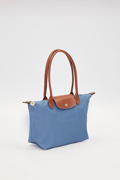 Levidor Mavi Deri Kapaklı Uzun Askılı Omuz Çantası