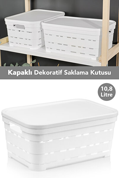 Meleni Home Kapaklı Delikli Dekoratif Piramit Saklama Kutusu - Dolap Düzenley...