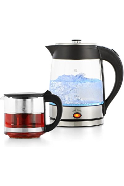 ALSAIF Glass Kettle with Electric Tea Maker, 1.8 Liters, 2200 Watts, from Al Saif, E03222