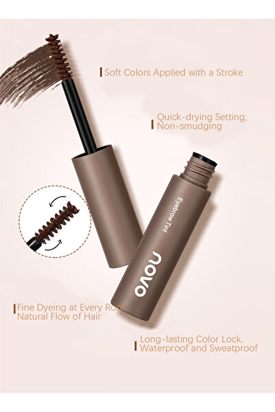 No-vo Eyebrow Tint, Semi Permanent Waterproof Smudge Proof Long Lasting Eyebrow Tattoos(Dark Coffee Brown)