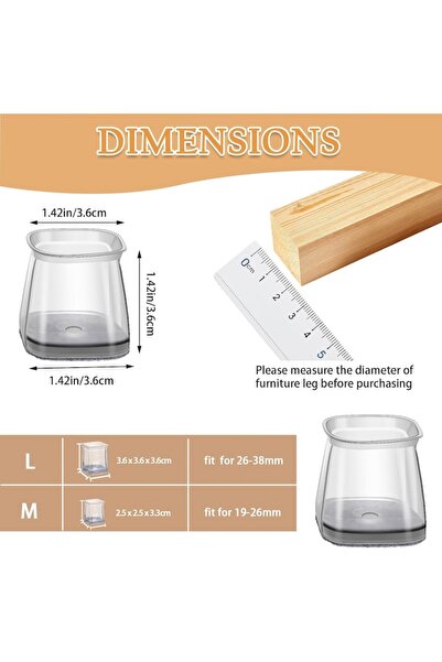 Paefiu Set 40 Protectii Picioare Mobila, Protectie Anti-Zgariere Podea, Silicon, Transparent, intre 27-38mm