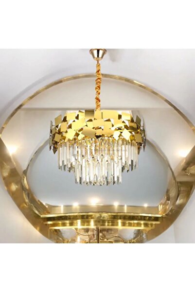 RFAN Candelabru, Model H5580/600, Textură de cristal, Metal, 10 x E14, Auriu