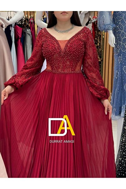 DRAT AMASYE Evening dress chiffon embroidered bodice with lace