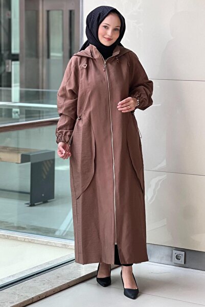 Ceremony Yanları Allerli Kapüşonlu Astarlı Trençkot