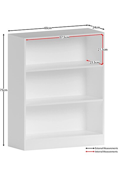Modern home 3-Tier Wooden Bookcase & Display Unit – White Large Storage for Books & Accessories