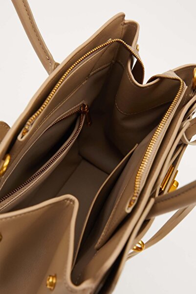 Levidor Medium Size Handbag with Gray Accessory Detail