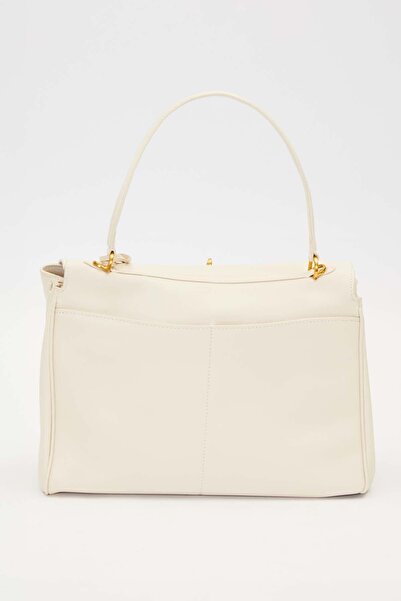 Levidor Cream Gold Lock Detailed Handbag