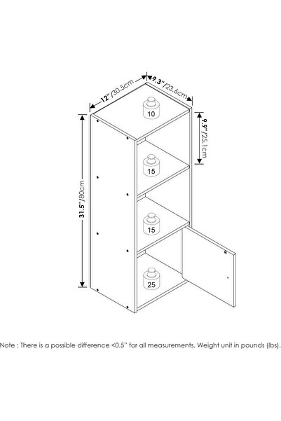 Modern home 3-Shelf Bookcase with 1-Door Cabinet – White Wooden Storage & Display Unit